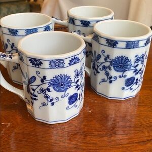 Blue and White Floral Mugs